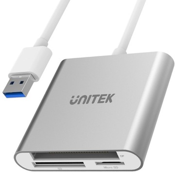 Unitek Y-9313 USB 3.0 srebrny czytnik kart All-in-One - CF, SD, microSD