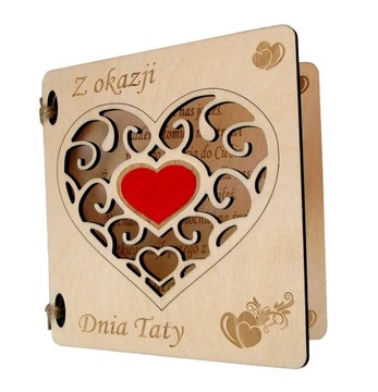 Drewniana Kartka Prezent na Dzień Taty Ojca Grawer