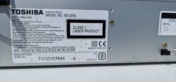 Видео VHS DVD комбинированный видеомагнитофон Toshiba SD-22VL SD 22VL