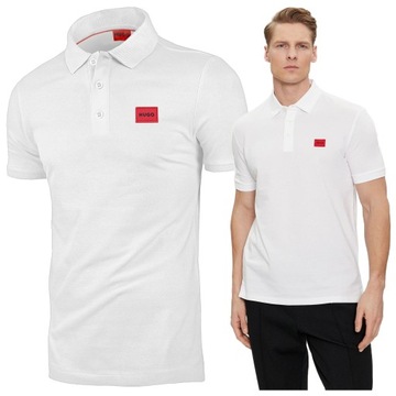 koszulka polo hugo boss meska polówka biala classic logo slim fit