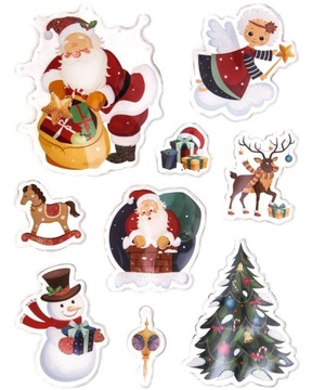 NAKLEJKI ŻELOWE Z BROKATEM ŚWIĘTA OZDOBY dekoracje świąteczne scrapbooking