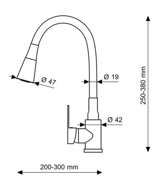 ELASTYCZNA BATERIA KUCHENNA CZARNA GIĘTKA WYLEWKA FLEXO ZLEWOZMYWAKOWA