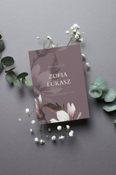 Zaproszenia jednokartkowe 15x10cm. 30 szt. Akwarelowe delikatne kwiaty