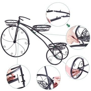 Металлическая подставка для цветов, 3 цветочных горшка, подставка для цветов на велосипеде.