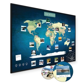 Карта мира - пробка для обозначения СИНИХ путешествий