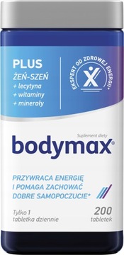 BODYMAX PLUS ŻEŃ-SZEŃ LECYTYNA MINERAŁY WITAMINY 200 TABLETEK