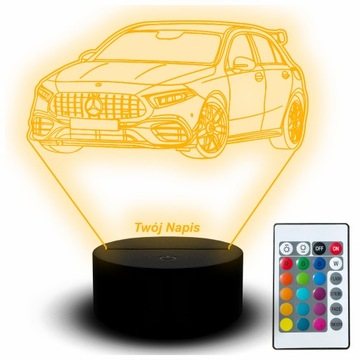Lampka Nocna LED Statuetka RGB 3D Samochód Mercedes A45 AMG Auto Pojazd