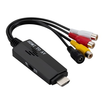 Конвертер HDMI (штекер) в AV 3x RCA (гнездо).