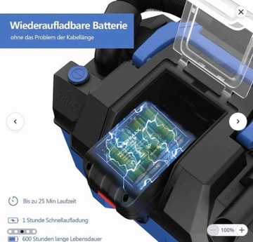 БЕСПРОВОДНОЙ ПЫЛЕСОС 3В1 СУХАЯ ВЛАЖНАЯ 10Л 18В