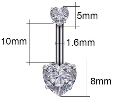 MD kolczyk do pępka | SREBRNO-ZŁOTE SERDUSZKO SERCE