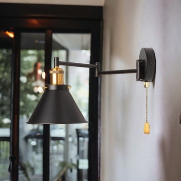 Регулируемый выдвижной настенный светильник Antic Brass с цепочкой