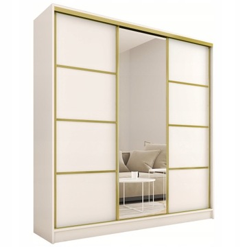 Szafa przesuwna z lustrem 180 cm GOLD biały mat