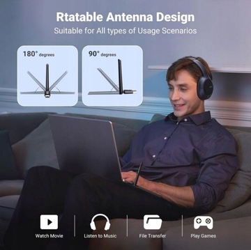 UGREEN Bluetooth-адаптер стандарта 5.3 с радиусом действия до 100 м USB с большим радиусом действия