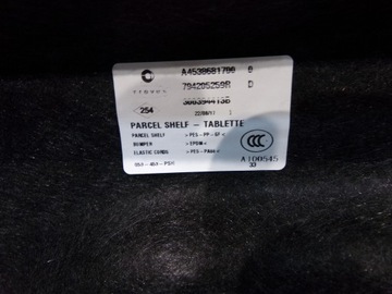 SMART W453 ZADNÍ POLIČKA A4538681700 22KM 2018R