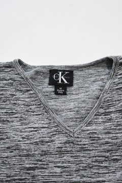 CALVIN KLEIN Made in ITALY męska KOSZULKA V neck SEREK elastyczna SZARA - M