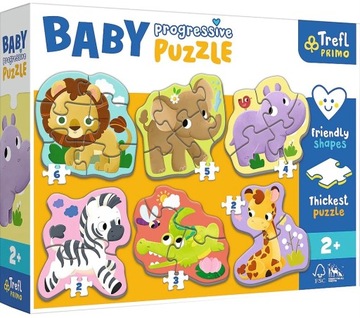 Trefl duże puzzle progresywne safari zwierzęta
