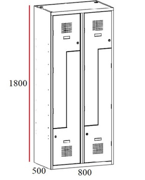 Шкаф для одежды 180х80 для сотрудников, 4 отделения.