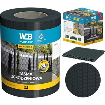 TAŚMA OGRODZENIOWA ANTRACYT 19 cm OSŁONA NA OGRODZENIE PANELOWE PŁOT GRAFIT