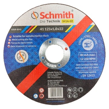 ДИСКИ РЕЖНЫЕ ПО МЕТАЛЛУ SCHMITH 125x1 ПРОЧНЫЕ С АЛМАЗНЫМИ ЧАСТЯМИ