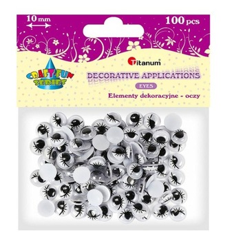 RUCHOME OCZKA Z RZĘSAMI DEKORACYJNE 100 SZT. 10MM