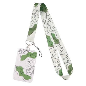 Простой держатель учетных данных с зеленым листом, ремешки для ключа, удостоверения личности, телефона в тренажерном зале