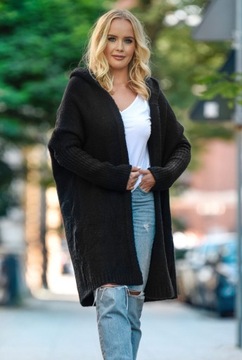 F618 Толстый КАПЮШОН КАРДИГАН оверсайз, гладкий