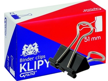 Скрепки для офисных бумаг GRAND 51мм ЧЕРНЫЕ Крепкие