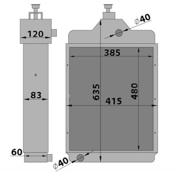 CHŁODNICA MF4 Ursus 4512 4514 7016691M91 1876606M4 4-RZĘDOWA MIEDŹ+ALU