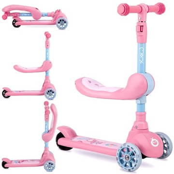 JEŹDZIK HULAJNOGA BALANSOWA DLA DZIECI 2w1 MoMi KIURU Z SIODEŁKIEM KOŁA LED