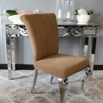 Krzesło glamour Livio Prestige Brown brązowe krzesło tapicerowane