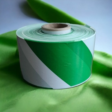 ЛЕНТА ПРЕДУПРЕЖДАЮЩАЯ 70мм/500м бело-зеленая