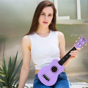 СОпрано УКУЛЕЛЕ, ФИОЛЕТОВЫЙ + БЕСПЛАТНЫЙ НАБОР АКСЕССУАРОВ, КРЫШКА-КРЫШКА