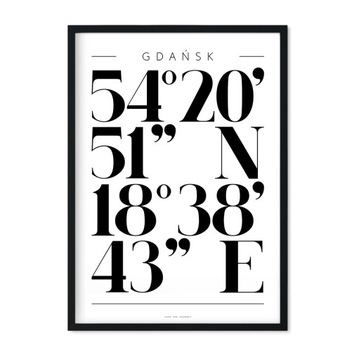 Gdańsk Plakat A4 Miasto Szerokość Geograficzna