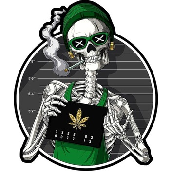 NAKLEJKA na samochód SZKIELET KOŚCIOTRUP SKULL WEED 13x16 cm
