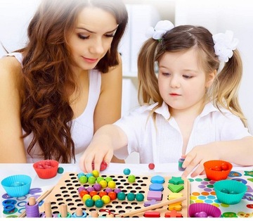 Головоломка Деревянные Блоки Шарики Рыбки Монтессори