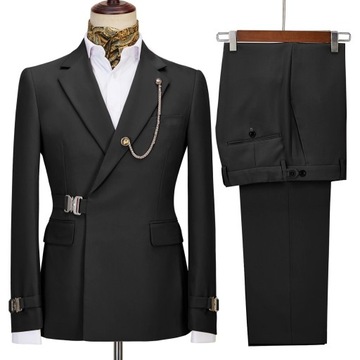 Elegant Men's Suit 2 Pieces Fashion Metal Buckle J