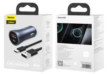 АВТОМОБИЛЬНОЕ ЗАРЯДНОЕ УСТРОЙСТВО BASEUS FAST USB USB-C 40 Вт + НАБОР КАБЕЛЕЙ TYPE-C