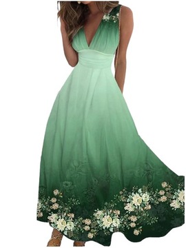 SUKIENKA ELEGANCKA DAMSKA MAXI DŁUGA W KWIATY ZWIEWNA LUŹNA, L