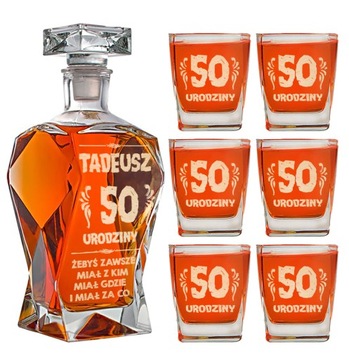 KARAFKA + 6 SZKLANEK DO WHISKY Z GRAWEREM PREZENT