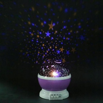 LAMPKA NOCNA PROJEKTOR GWIAZD NIEBA OBROTOWA 2w1