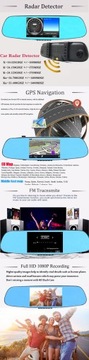 ЗЕРКАЛО АНТИРАДАР GPS 5 КАРТА ANDROID DVR КАМЕРА