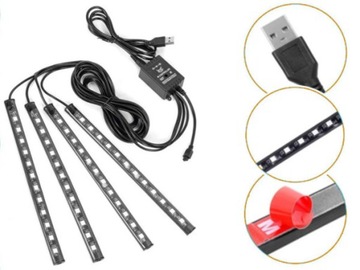 БОЛЬШОЙ 48 СВЕТОДИОДОВ USB-ПРИЛОЖЕНИЕ ДИСТАНЦИОННАЯ МУЗЫКА ВНУТРЕННЕЕ ОСВЕЩЕНИЕ САЛОНА АВТОМОБИЛЯ