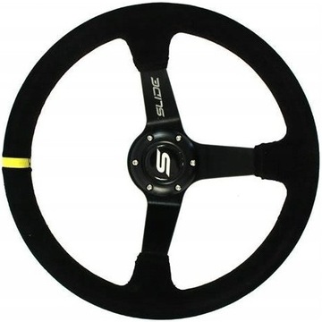 SLIDE KIEROWNICA SPORTOWA ALUMINIOWA ZAMSZ CZARNA ŻÓŁTY PASEK NABA BMW E46