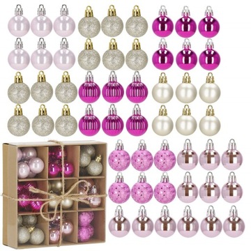 BOMBKI NA CHOINKĘ STROIK 54 SZT CHOINKOWE 3 CM ZESTAW NIETŁUKĄCE ZAWIESZKI
