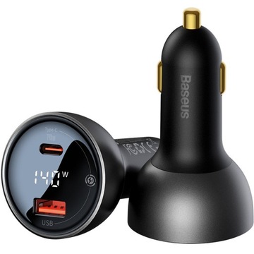Ładowarka samochodowa Baseus, USB-A USB-C do telefonu laptopa + kabel USB-C