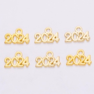 100x 2024 Rok Naszyjnik Charms Bransoletki Akcesoria rzemieślnicze Biżuteria Złota