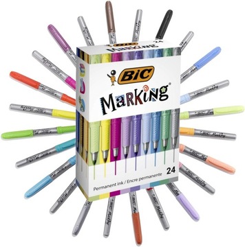 BIC ZESTAW MARKING COLOUR MARKERY PERMANENTNE 24 KOLORY ALKOHOLOWE