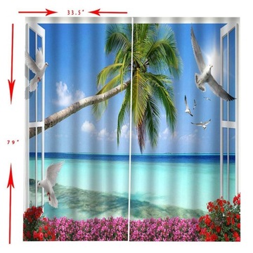 Izolowane termicznie zasłony zaciemniające pokój z przelotką nad morzem