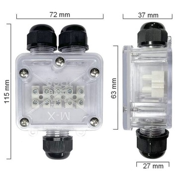 Кабельный соединитель герметичный BOX T 3x2,5 IP68 тройник 3pin 3pin муфта