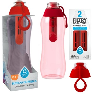 Butelka filtrująca bidon 3 filtry 0,3l czerwona